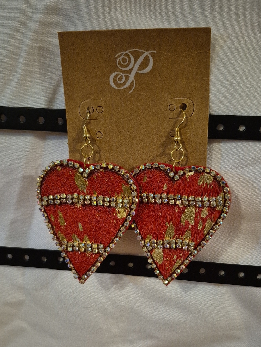 Plunder Red and Gold Heart Drop Earrings